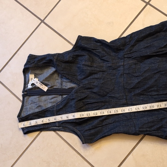 NWT Madewell Denim Yana Dress Midi Full Circle Skirt V Neck Dark Blue Size 6 - Picture 8 of 13